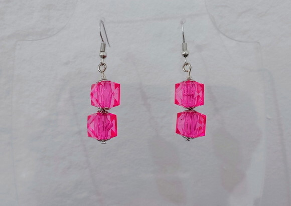 Brinco Acrílico Quadrado Pink