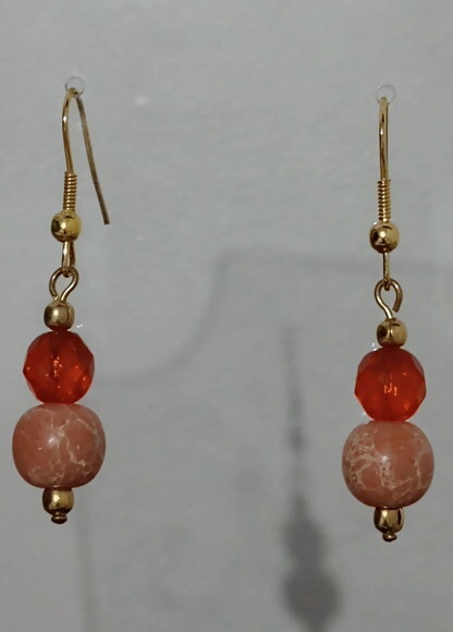 Brinco Cristais e Pedra Sabão Laranja