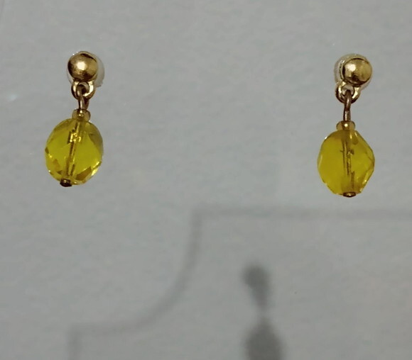 Brinco Cristais Tchecos Amarelo Cítrico