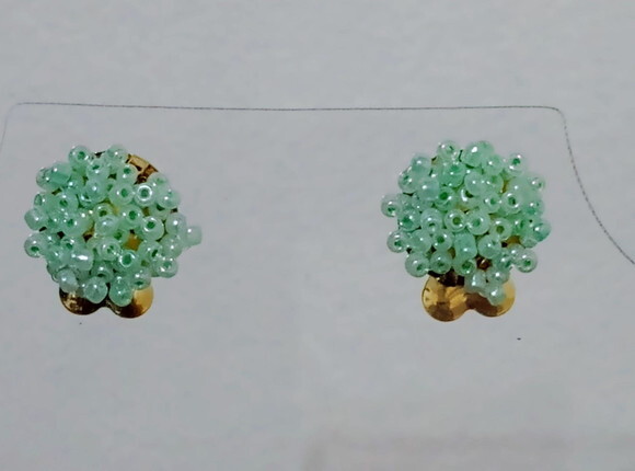 Brinco Peneira Miçanguinhas Verde Água