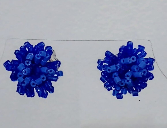 Brinco Peneira Vidrilhos Tons de Azul