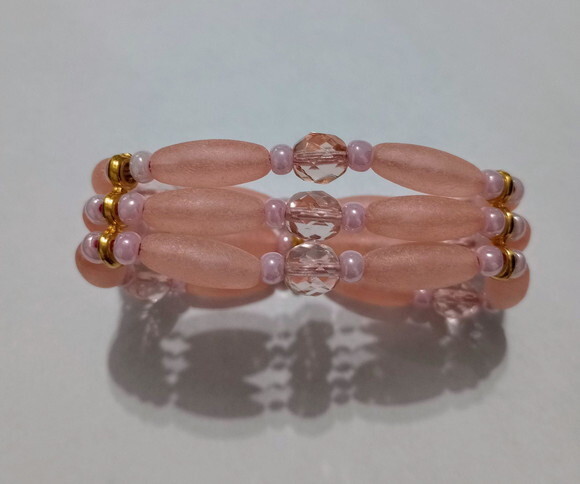 Pulseira em Resina e Cristais Tchecos Salmão
