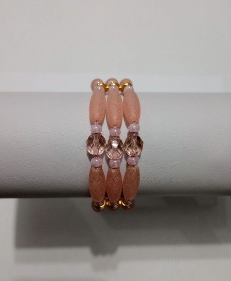 Pulseira em Resina e Cristais Tchecos Salmão
