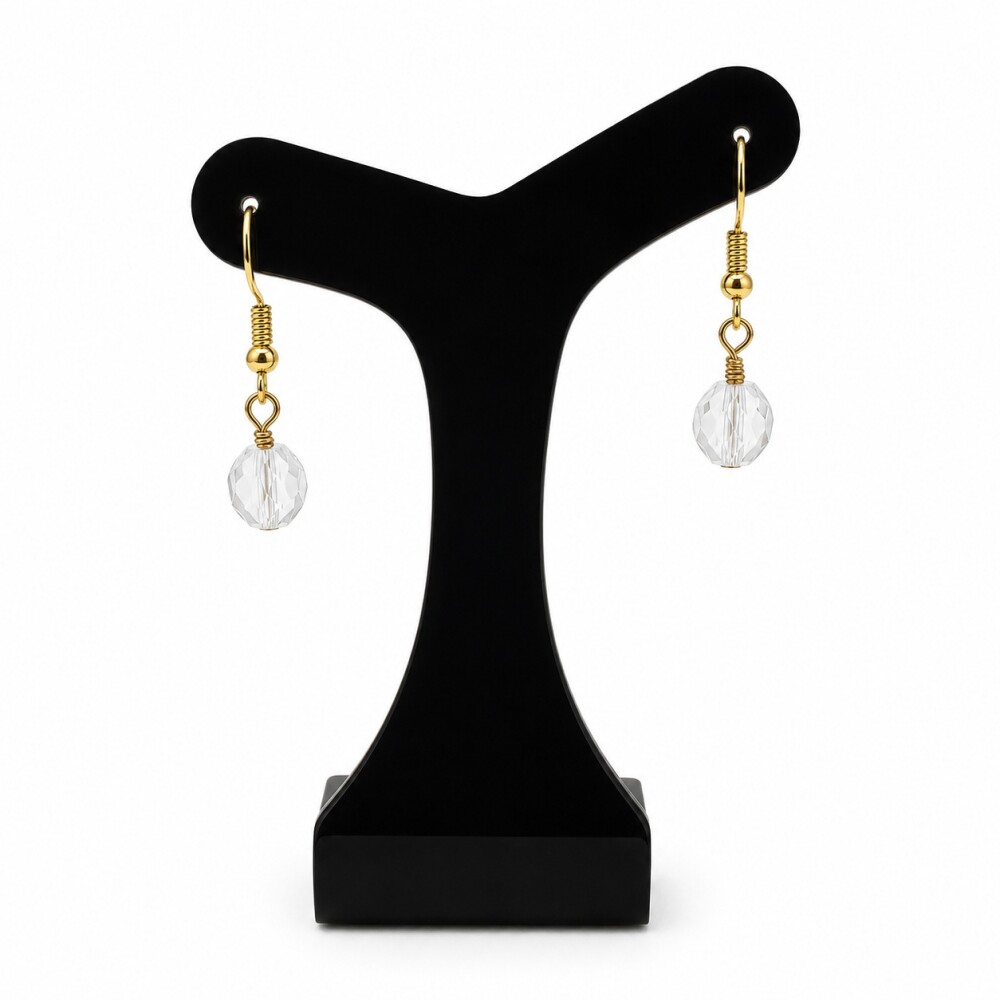Brinco cristal tcheco transparente anzol dourado