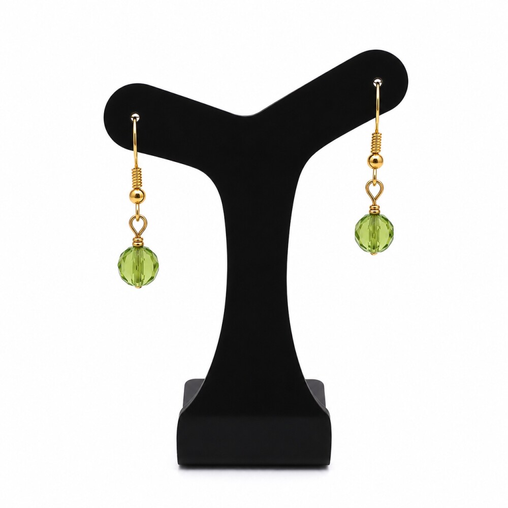 Brinco cristal tcheco verde abacate anzol dourado