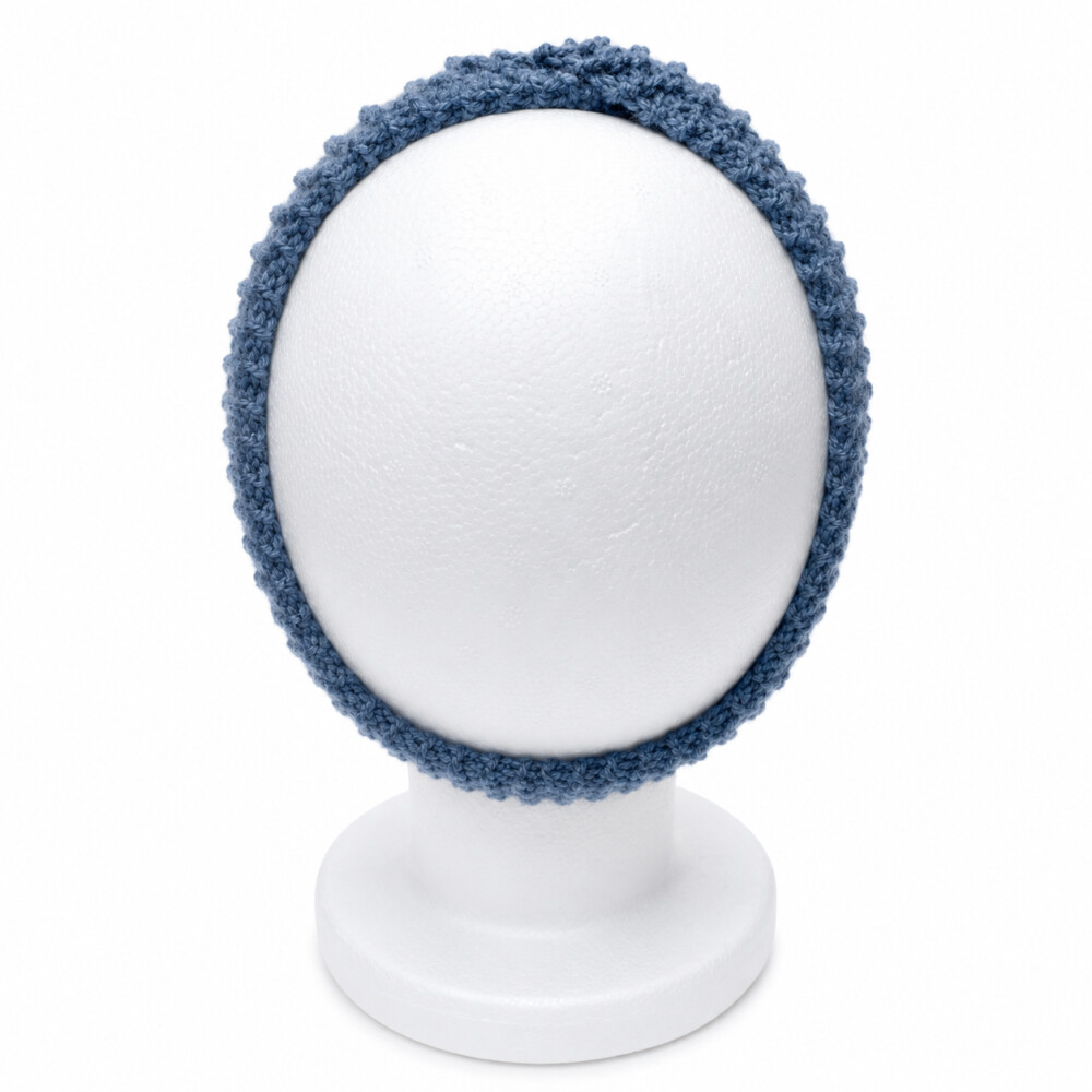 Faixa em tricô manual azul jeans