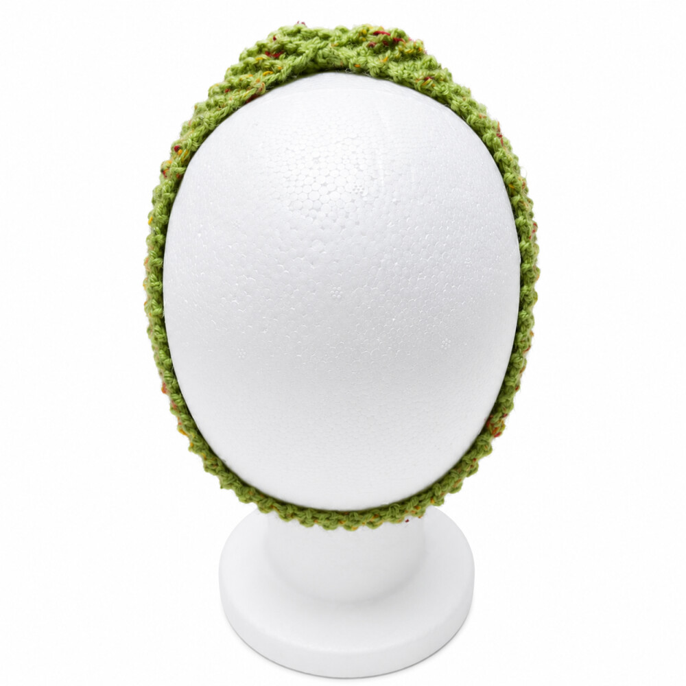 Faixa em tricô manual botoné verde abacate