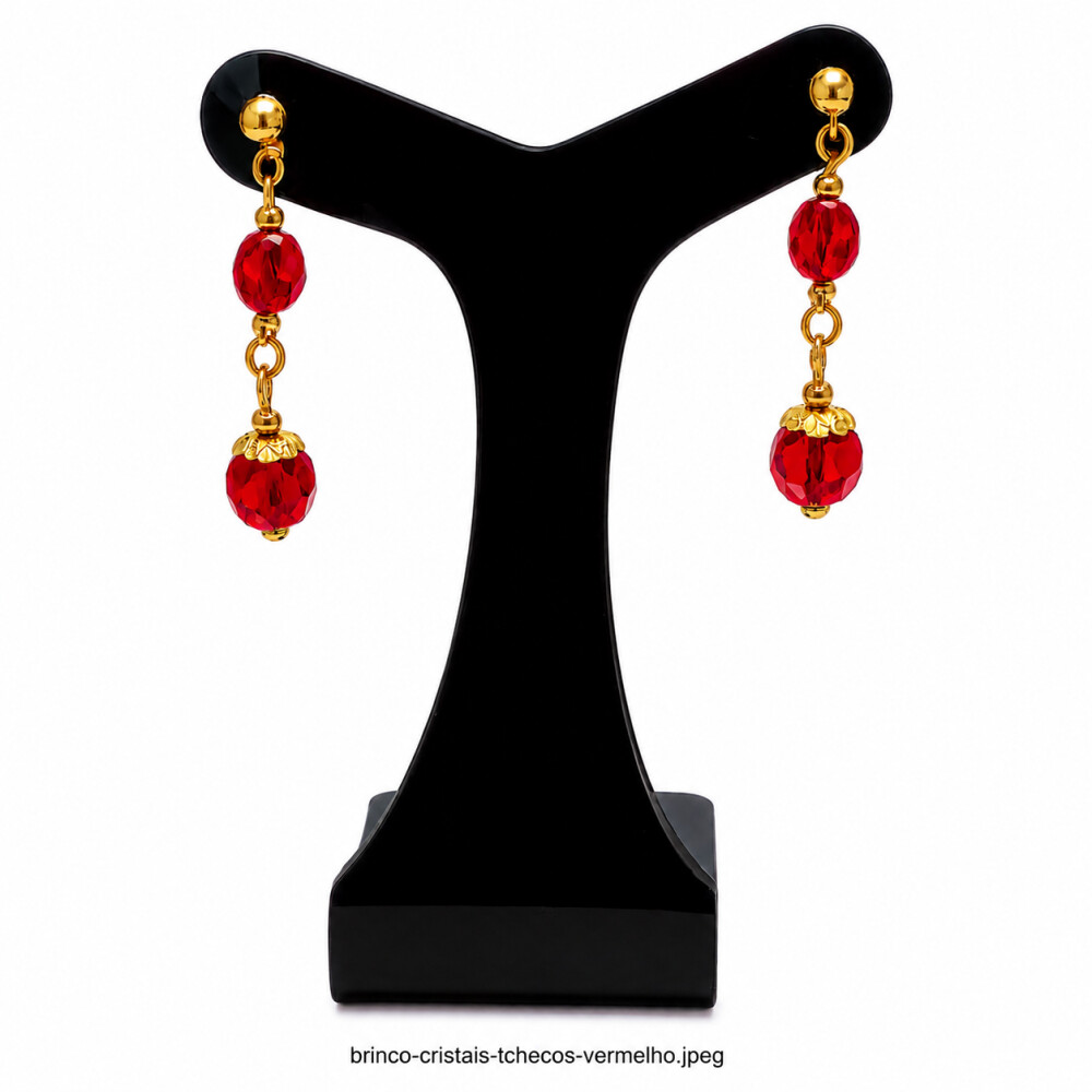 Brinco cristal tcheco vermelho