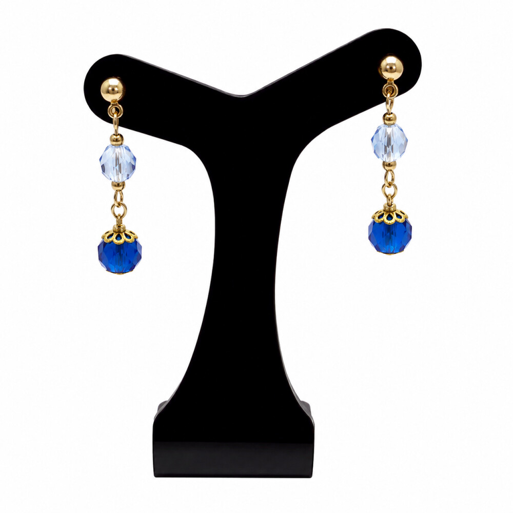 Brinco cristal tcheco tons de azul