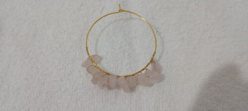 Argola Cascalhos Quartzo Rosa
