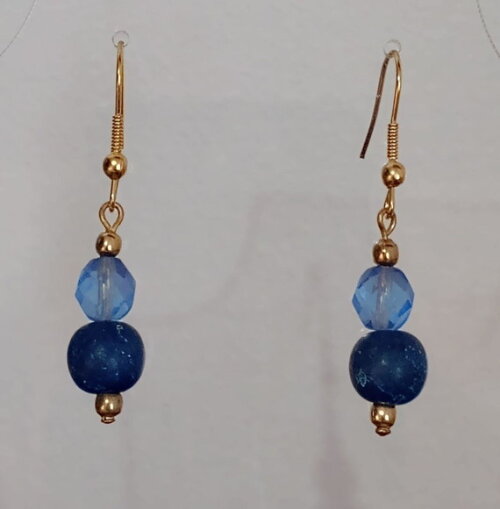 Brinco Cristais e Pedra Sabão Azul