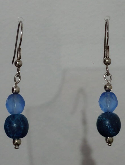 Brinco Cristais e Pedra Sabão Azul