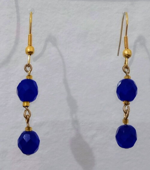 Brinco Cristais Tchecos Azul Marinho