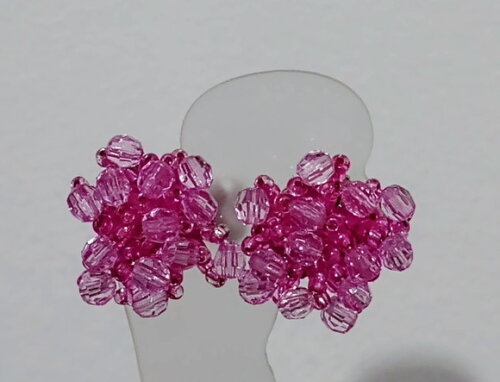 Brinco Peneira Cristais de Acrílico Pink