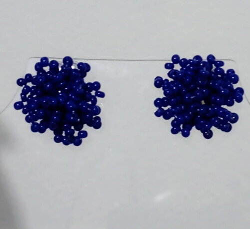 Brinco Peneira Miçangas Azul Royal