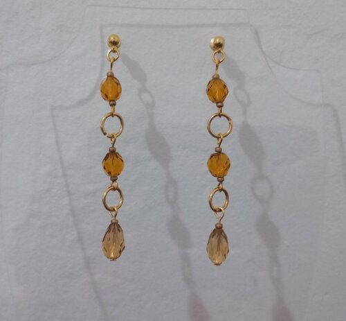 Brincos Cristais Tchecos e Austríacos Amarelo