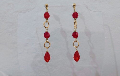 Brincos Cristais Tchecos e Austríacos Vermelho