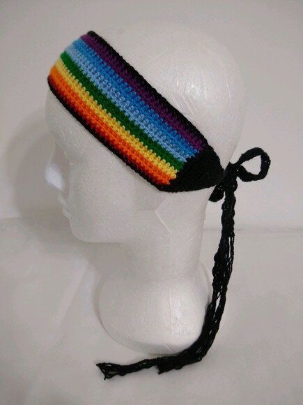 Faixa em crochê Arco Iris