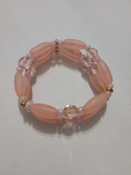 Pulseira em Resina e Cristais Tchecos Salmão