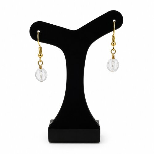 Brinco cristal tcheco transparente anzol dourado