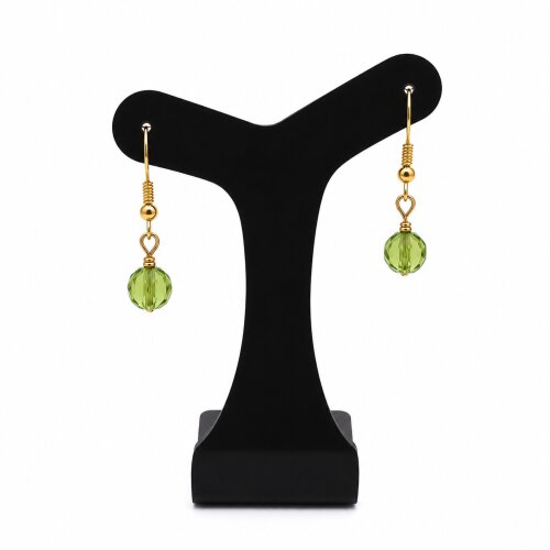 Brinco cristal tcheco verde abacate anzol dourado