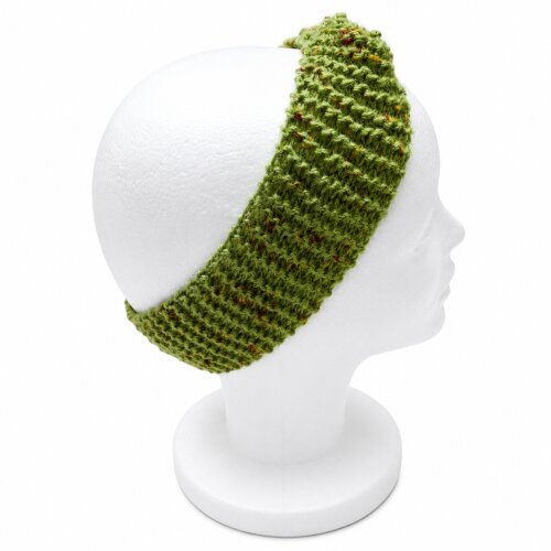 Faixa em tricô manual botoné verde abacate