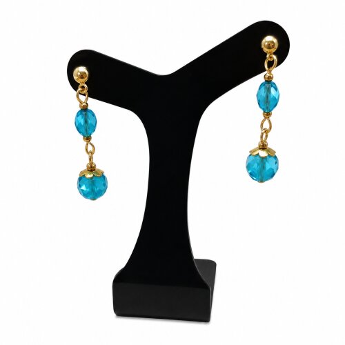 Brinco cristal tcheco azul turquesa