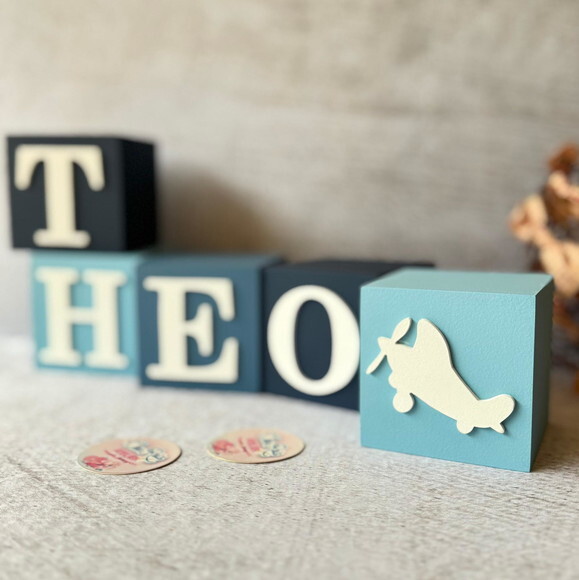 Aviãozinho - Cubos 8x8cm Decoração Bebê