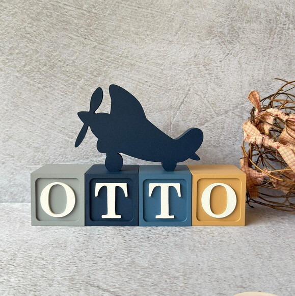 Aviãozinho + Cubos 6x6cm Ts Decoração Bebê