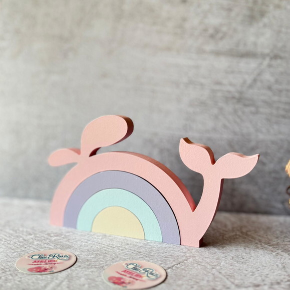 Baleia - Arco Íris de Mesa Decoração Bebê