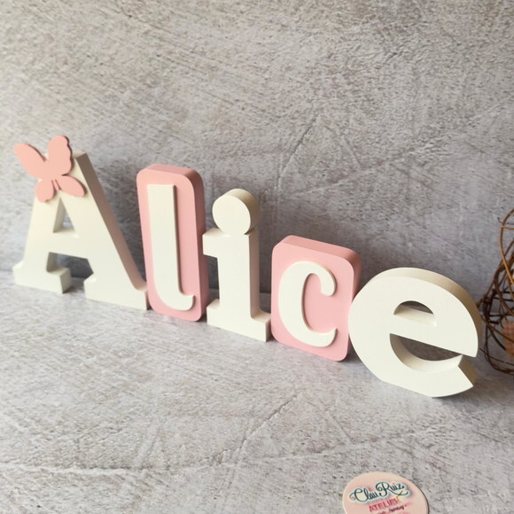 Blocos Nome Borboleta Decoração de Quarto de Bebê e Infantil