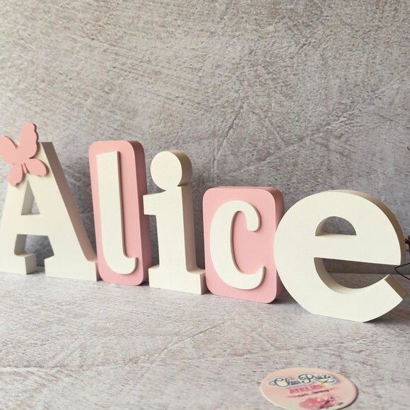 Blocos Nome Borboleta Decoração de Quarto de Bebê e Infantil