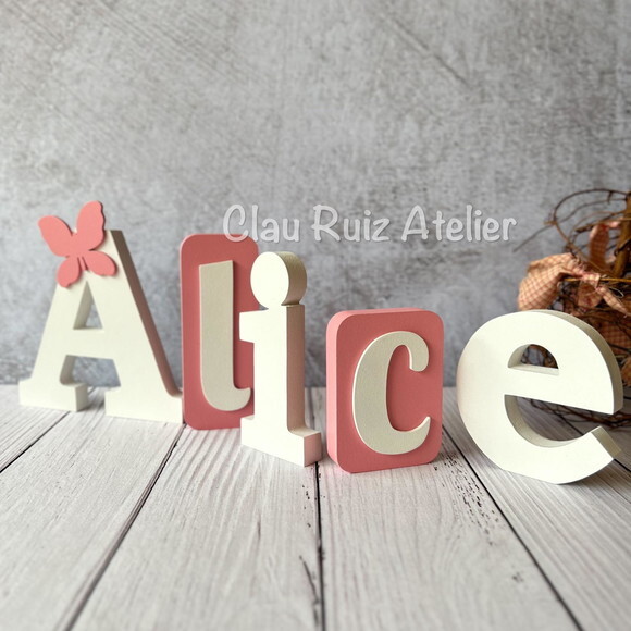 Blocos Nome Borboleta Decoração de Quarto de Bebê e Infantil