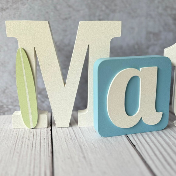 Blocos Nome Surf- Decoração de Quarto de Bebê e Infantil