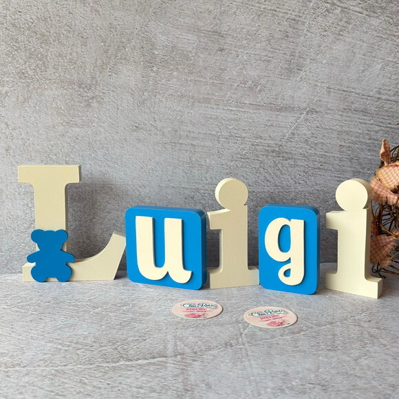 Blocos Nome Ursinho - Decoração de Quarto de Bebê e Infantil