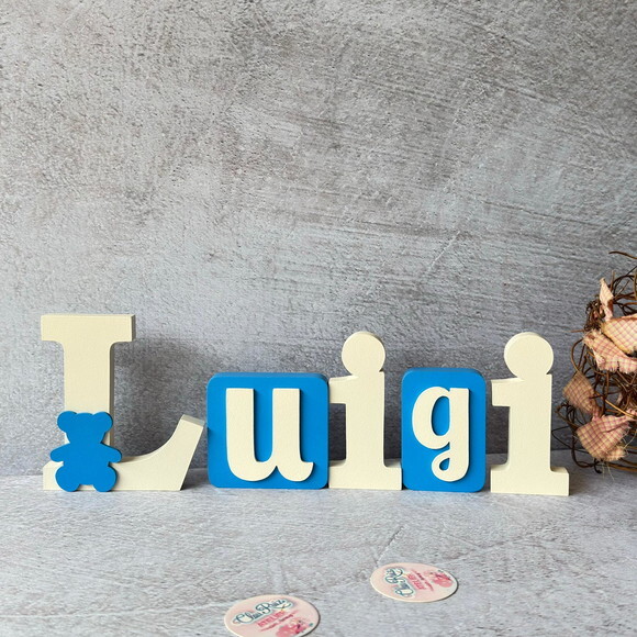 Blocos Nome Ursinho - Decoração de Quarto de Bebê e Infantil