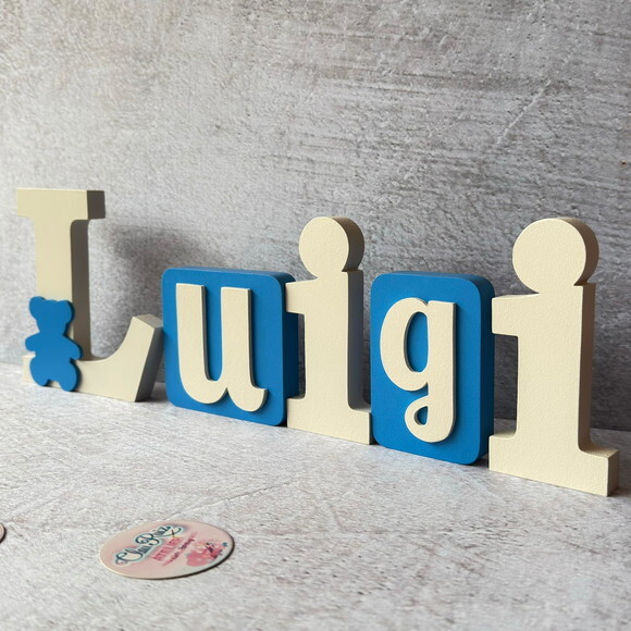 Blocos Nome Ursinho - Decoração de Quarto de Bebê e Infantil