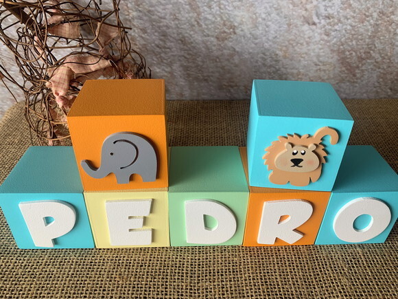 Candy Colors - Cubos 6x6cm Safari Decoração Quarto do Bebê