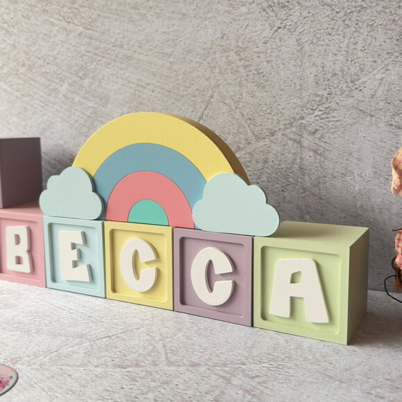 Candy Colors - Cubos 6x6cm Ts + Arco Íris. Decoração Bebê