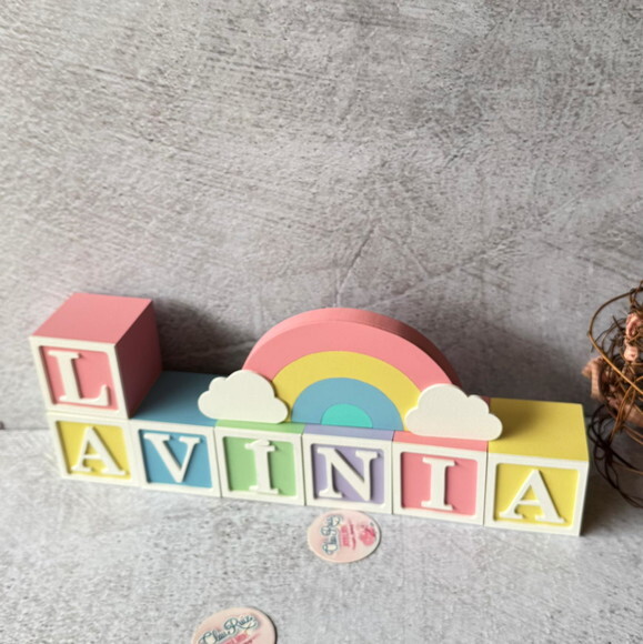 Candy Colors - Cubos 6x6cm Ts + Arco Íris. Decoração Bebê