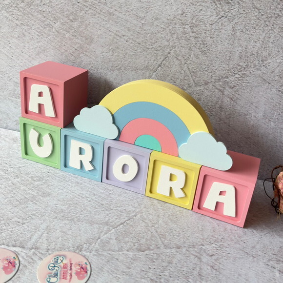 Candy Colors - Cubos 6x6cm Ts + Arco Íris. Decoração Bebê