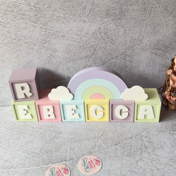 Candy Colors - Cubos 6x6cm Ts + Arco Íris. Decoração Bebê