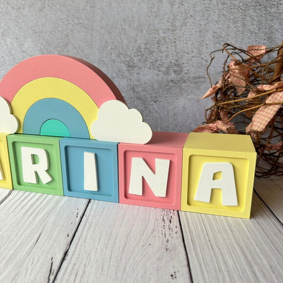 Candy Colors - Cubos 6x6cm Ts + Arco Íris. Decoração Bebê