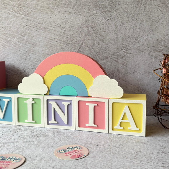Candy Colors - Cubos 6x6cm Ts + Arco Íris. Decoração Bebê
