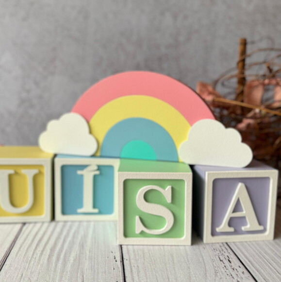 Candy Colors - Cubos 6x6cm Ts + Arco Íris. Decoração Bebê