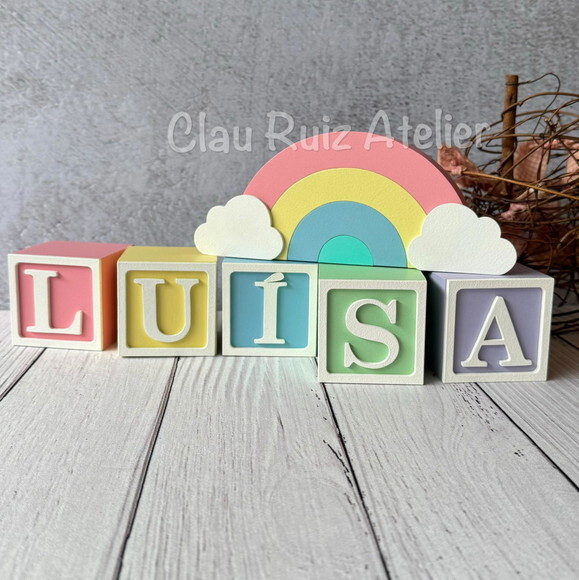 Candy Colors - Cubos 6x6cm Ts + Arco Íris. Decoração Bebê