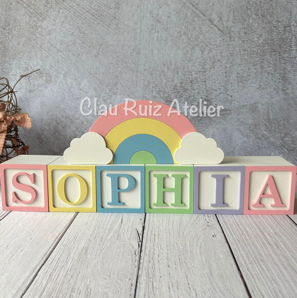Candy Colors - Cubos 6x6cm Ts + Arco Íris. Decoração Bebê