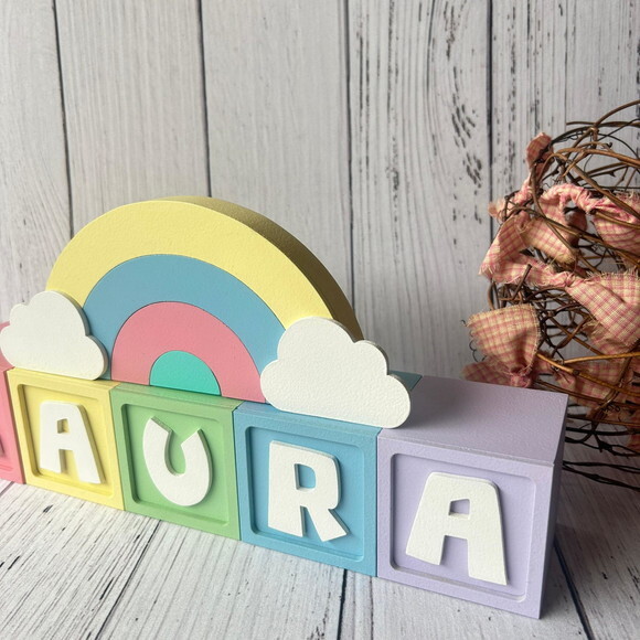 Candy Colors - Cubos 6x6cm Ts + Arco Íris. Decoração Bebê