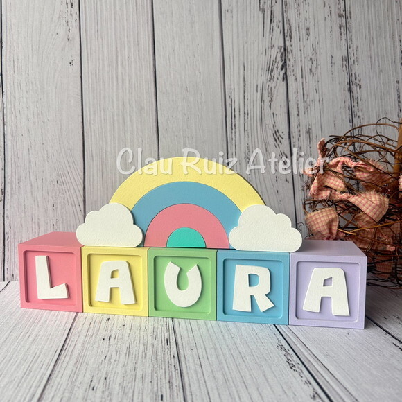 Candy Colors - Cubos 6x6cm Ts + Arco Íris. Decoração Bebê