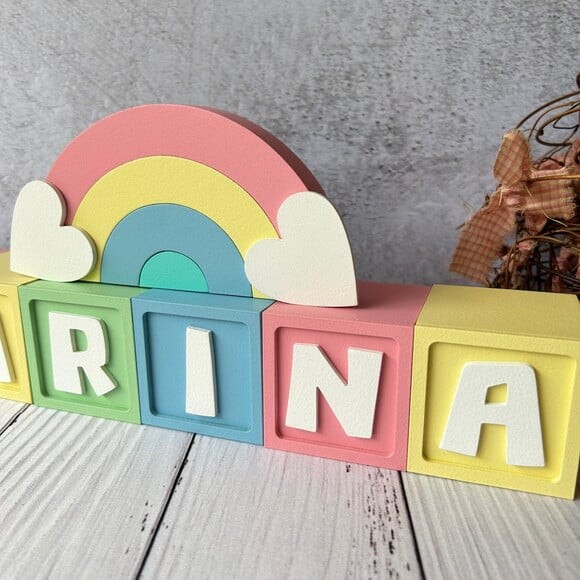 Candy Colors - Cubos 6x6cm Ts + Arco Íris. Decoração Bebê